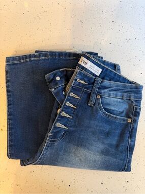 YMI Dark Blue High-Rise Button-Fly Jeans